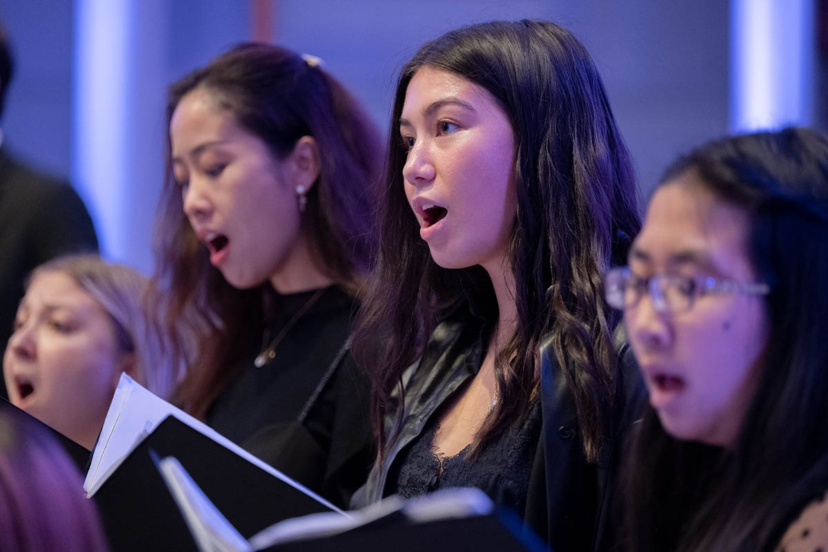 Female student singing