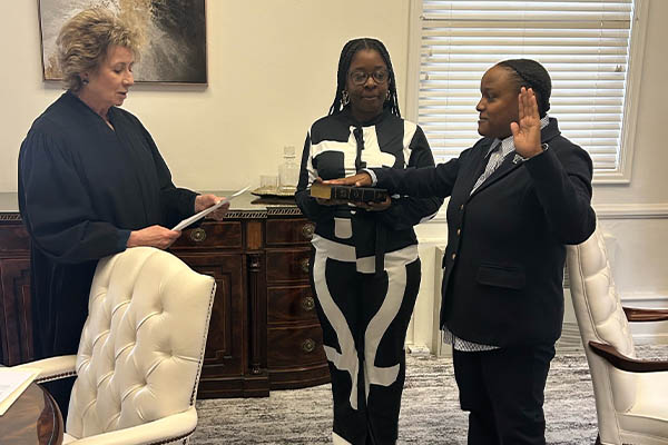 Officer Jessica Smith being sworn in