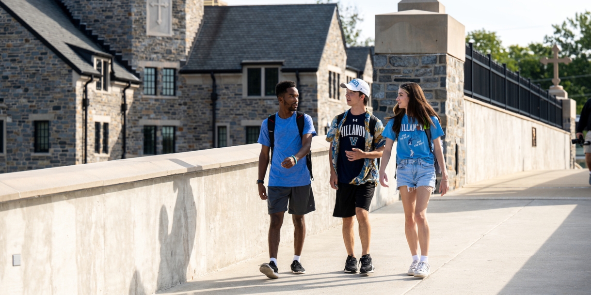 Students walking on campus.